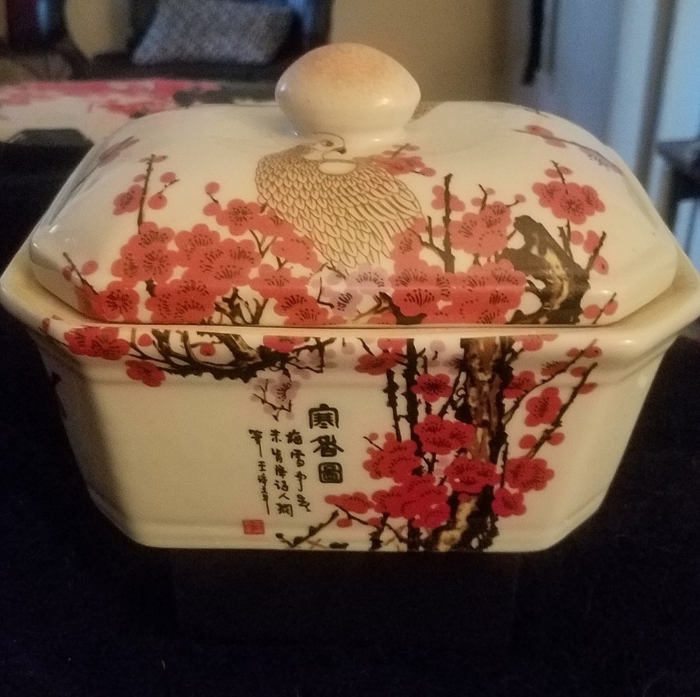 Asian Cherry Blossom Porcelain Vase